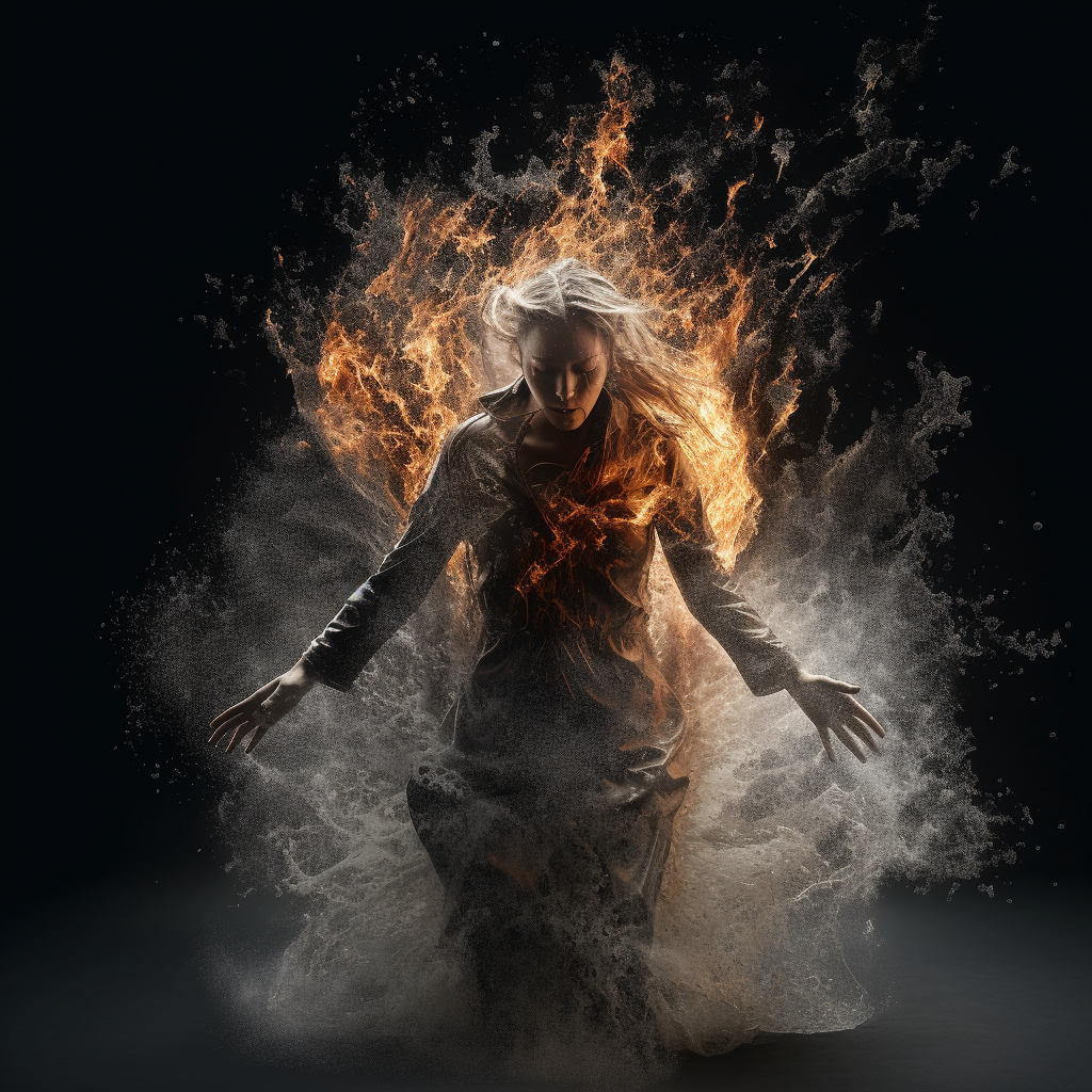 Lady of Fire and Water Metal Print