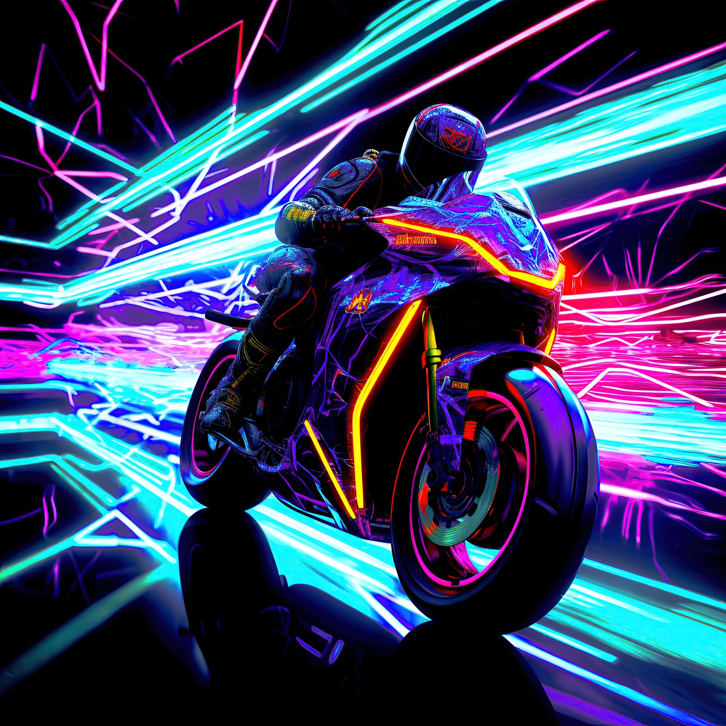 Neon Racer Metal prints