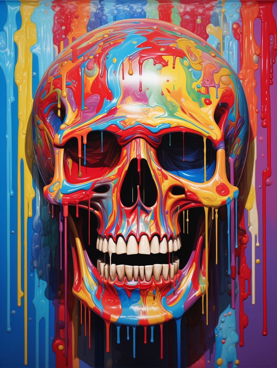 Skull of Dripping Colors #01 Metal Print