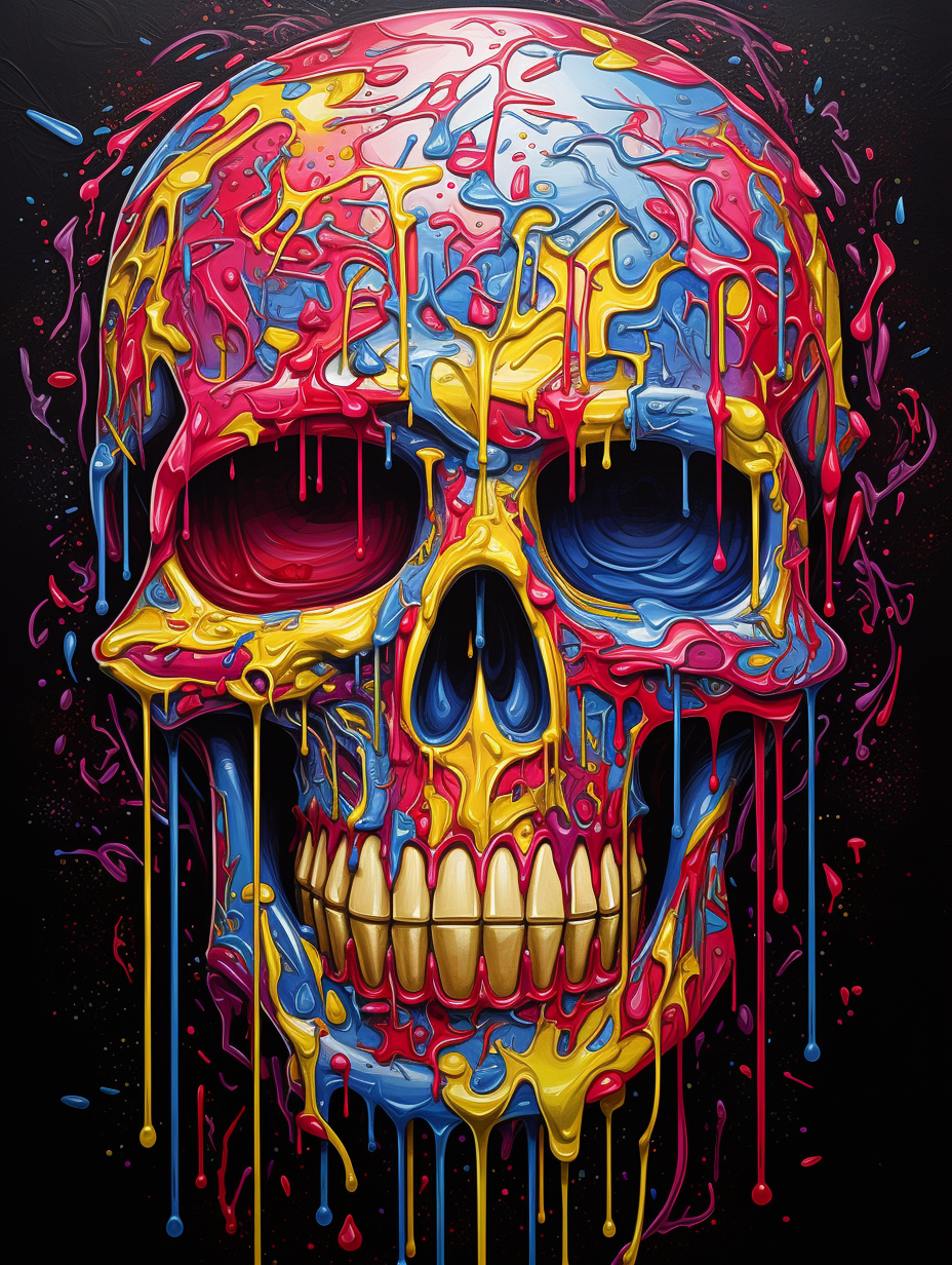 Skull of Dripping Colors #02 Metal Print