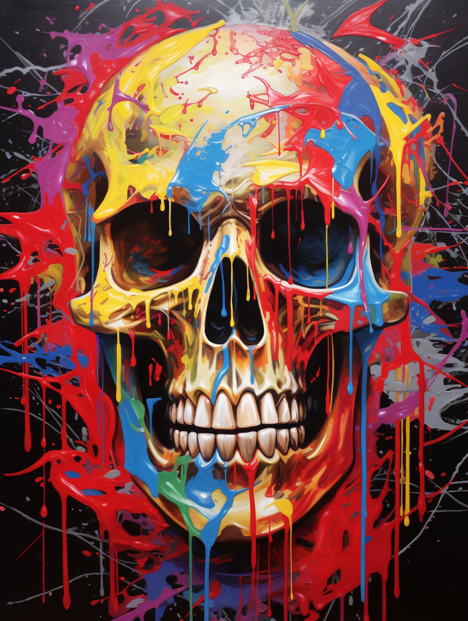 Skull of Dripping Colors #04 Metal Print