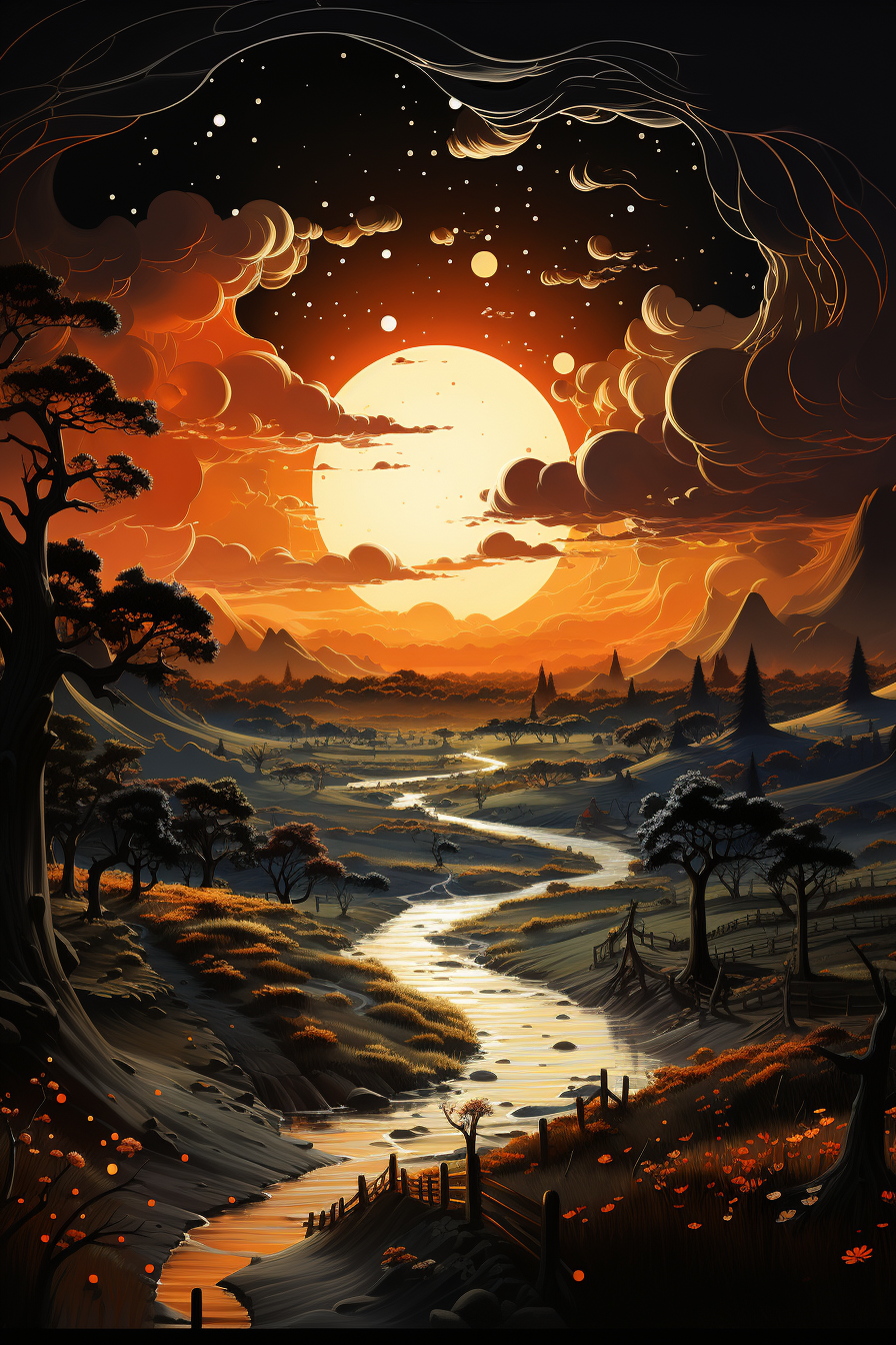 Artistic River Landscape #1 Canvas Prints