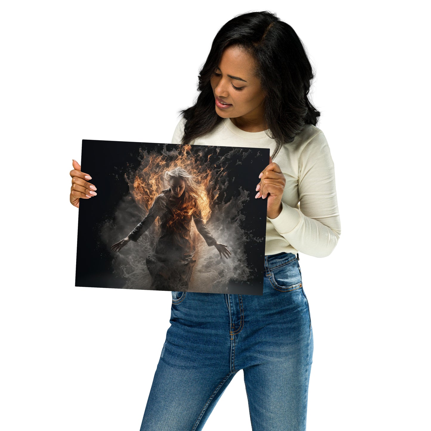Lady of Fire and Water Metal Print