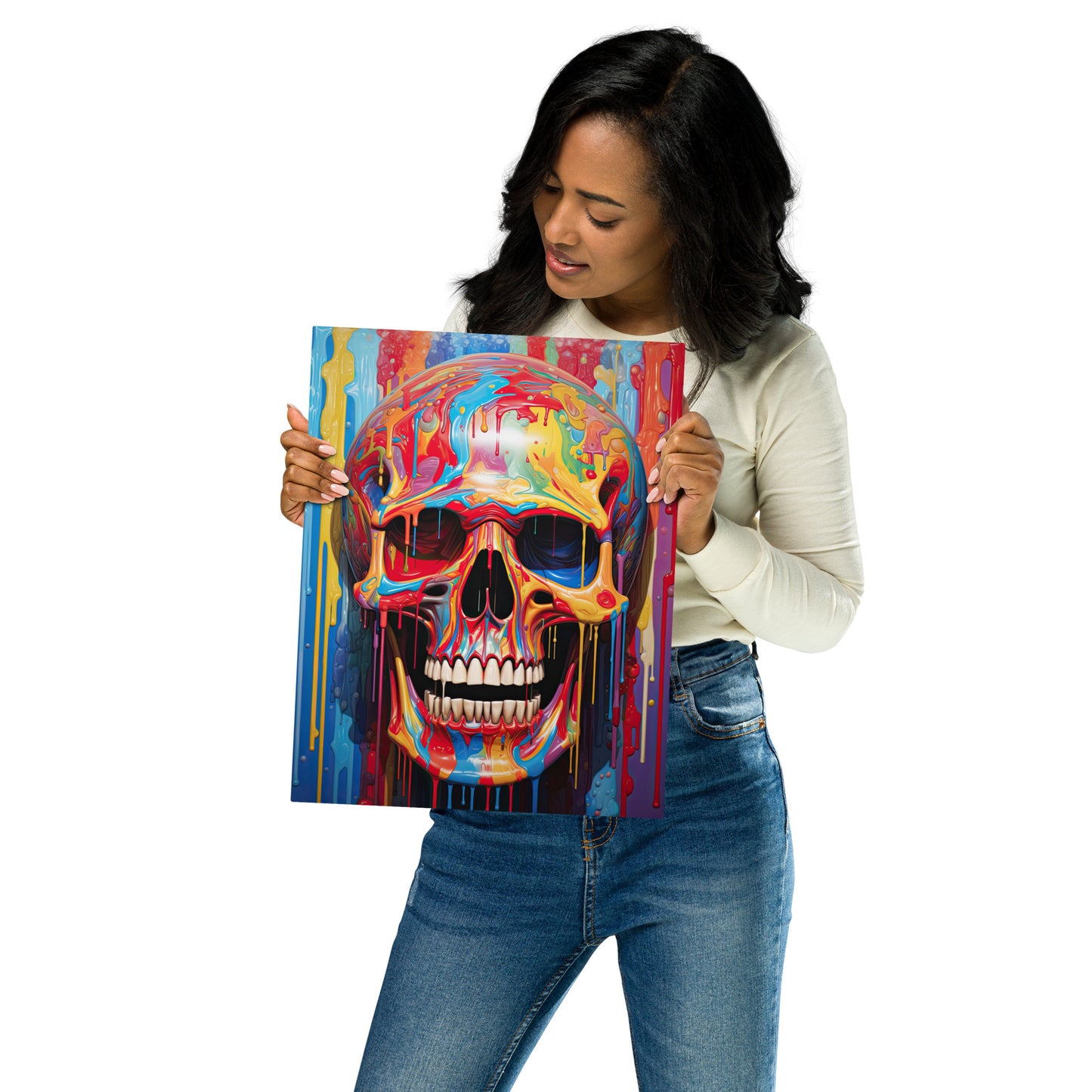Skull of Dripping Colors #01 Metal Print