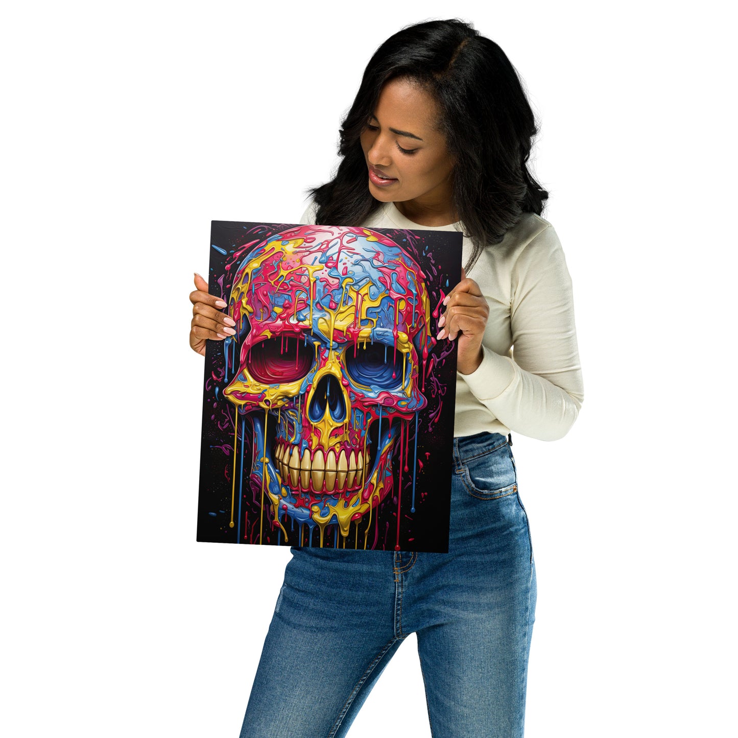 Skull of Dripping Colors #02 Metal Print