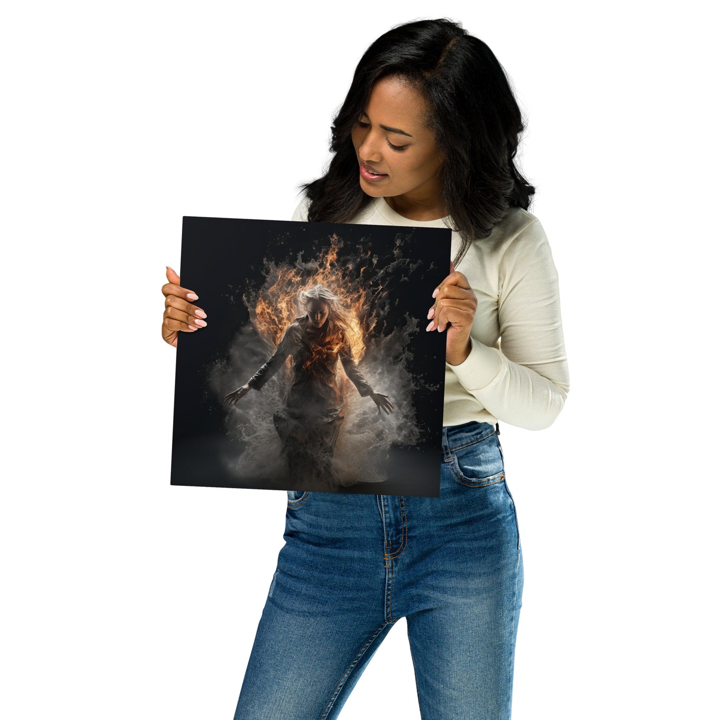 Lady of Fire and Water Metal Print
