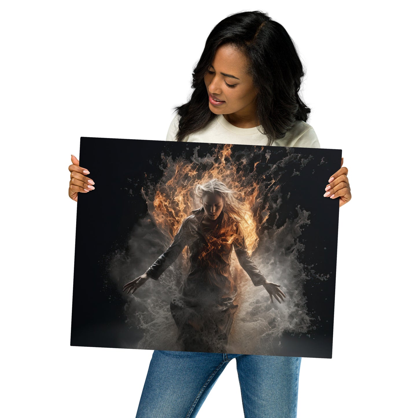 Lady of Fire and Water Metal Print