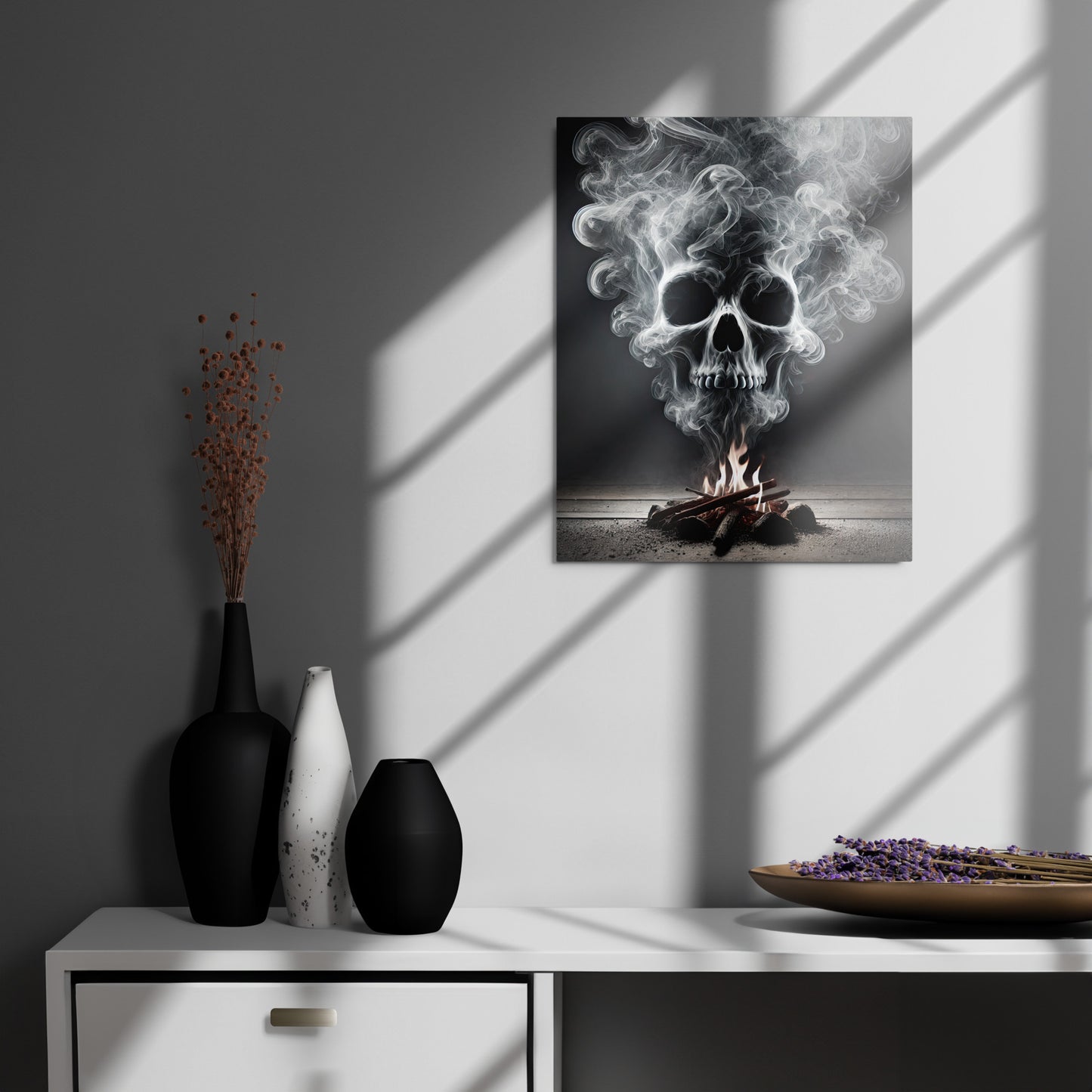 Smoke Skull Metal prints