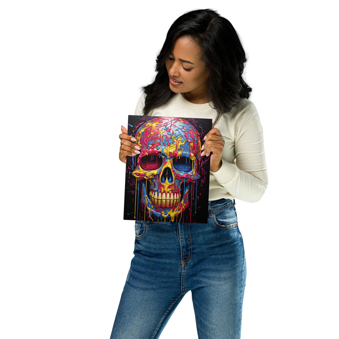 Skull of Dripping Colors #02 Metal Print