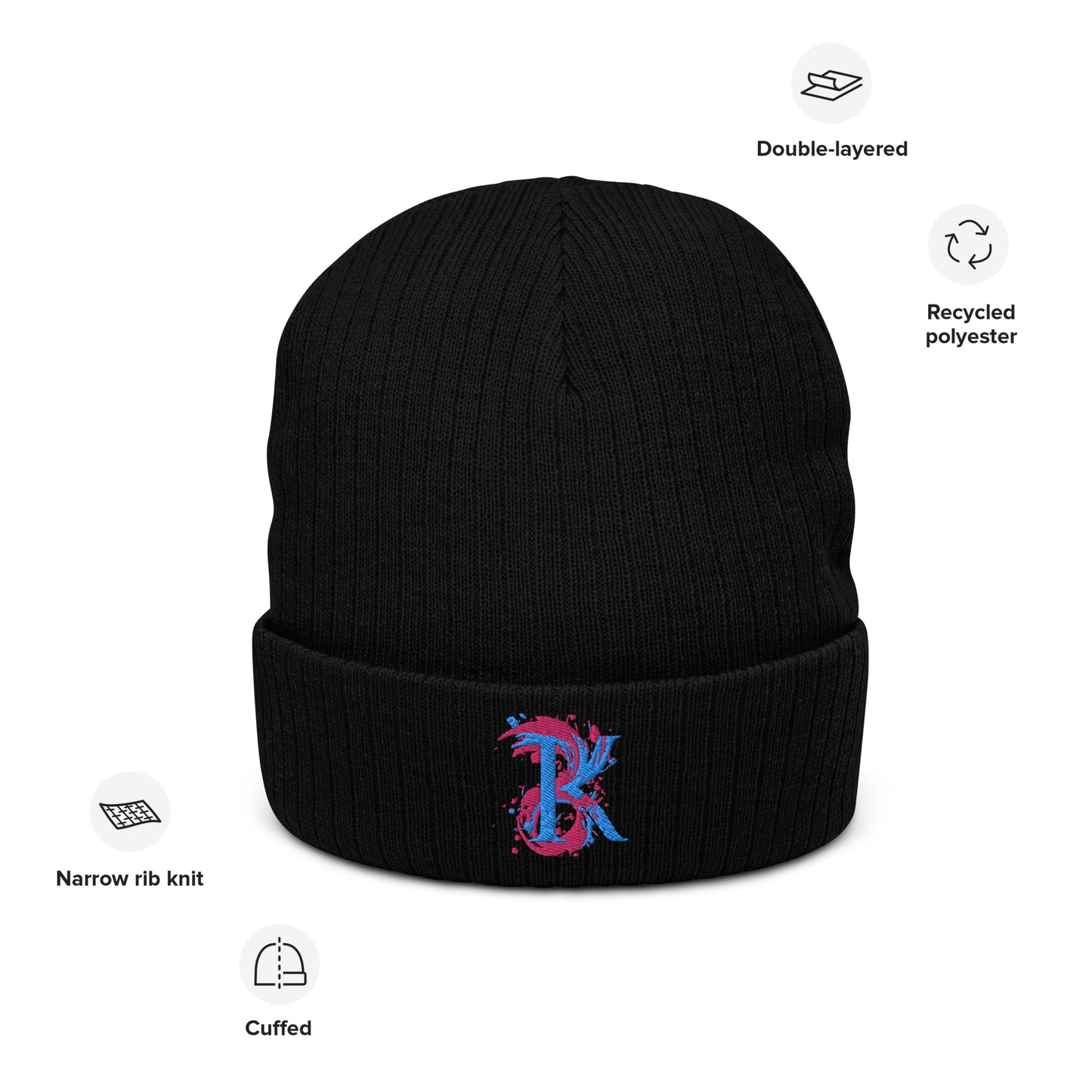 Ribbed knit beanie with BK Art Logo