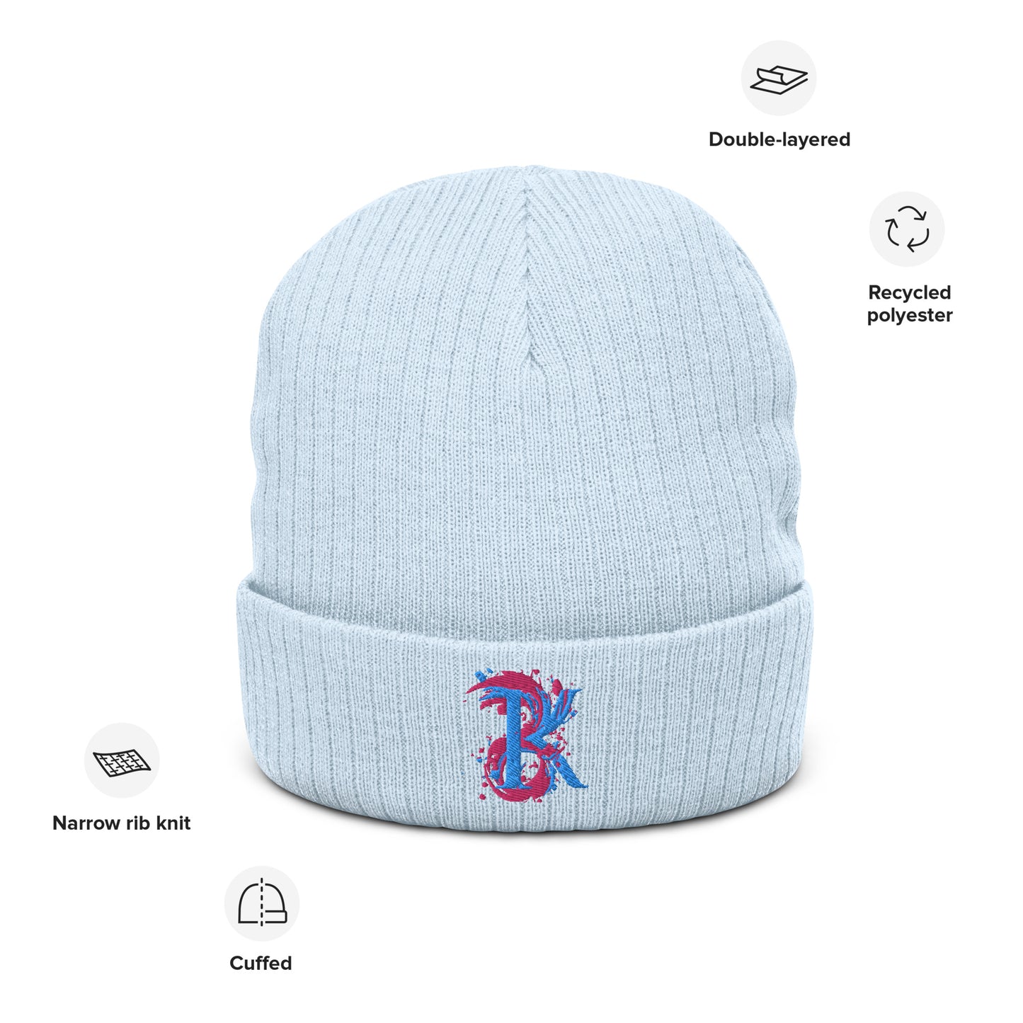 Ribbed knit beanie with BK Art Logo