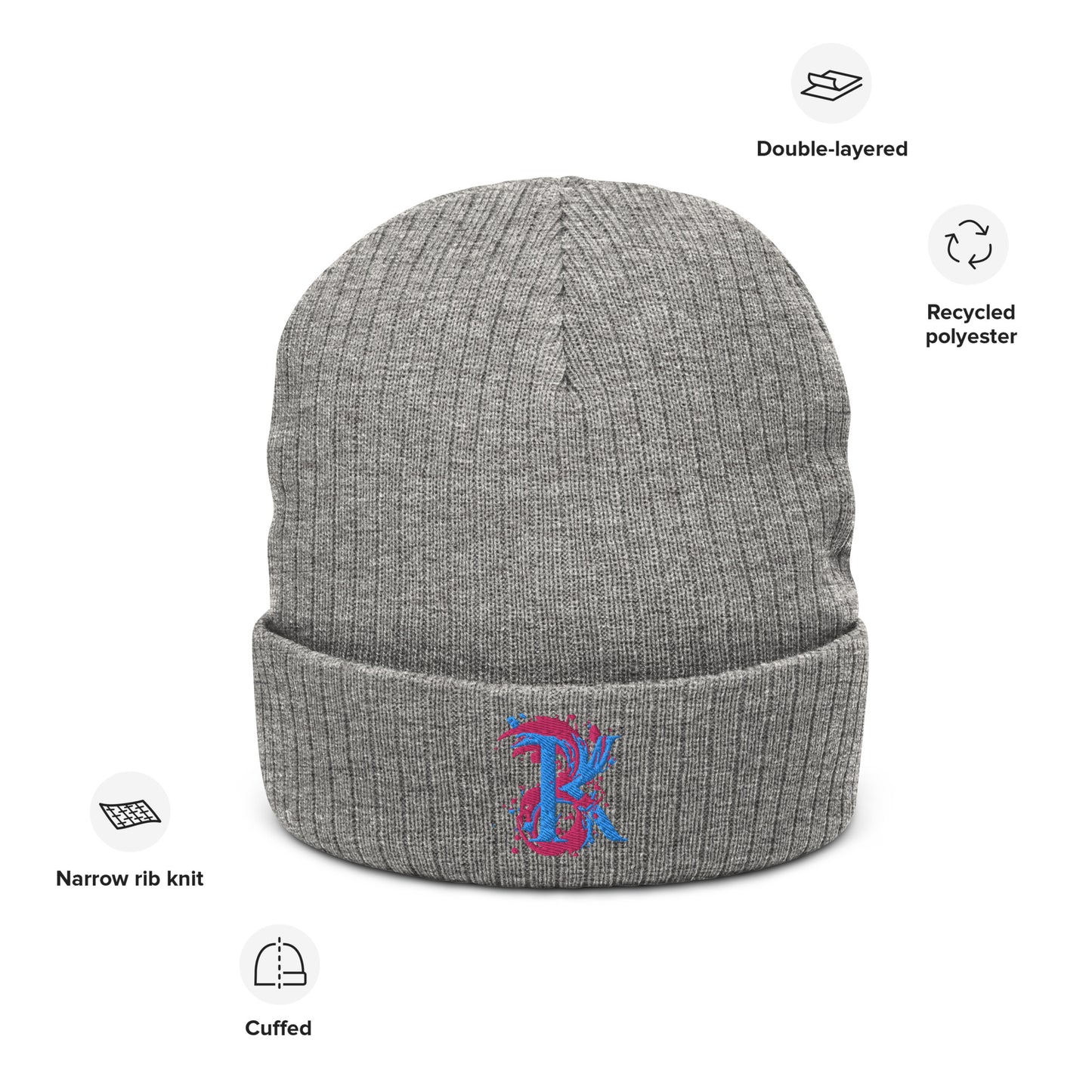 Ribbed knit beanie with BK Art Logo