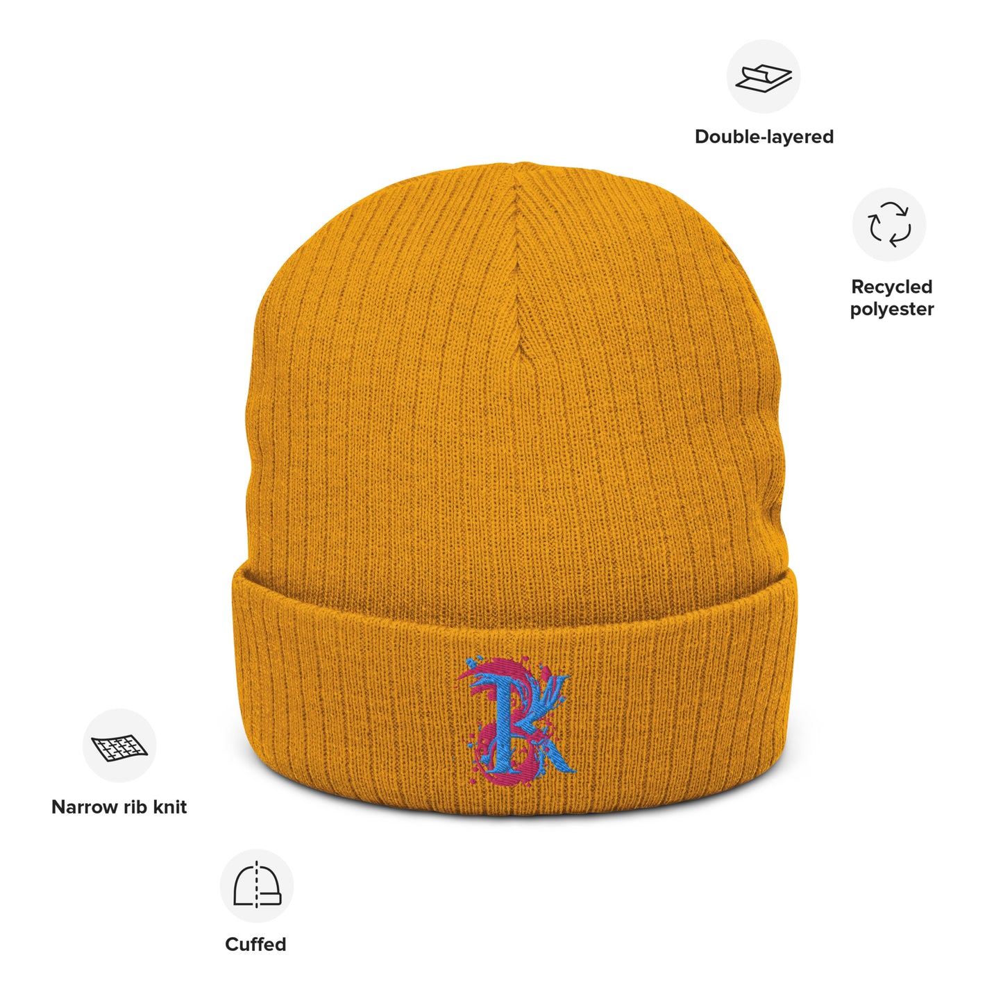 Ribbed knit beanie with BK Art Logo