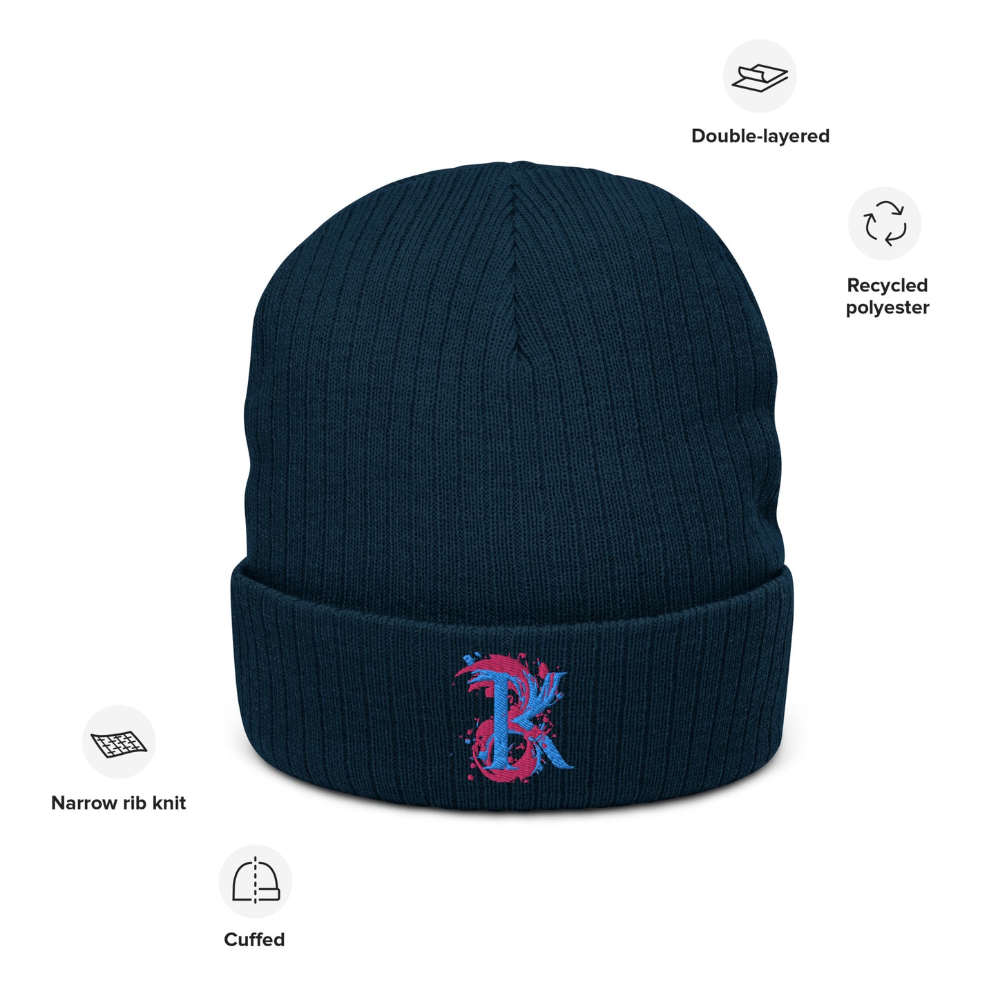 Ribbed knit beanie with BK Art Logo