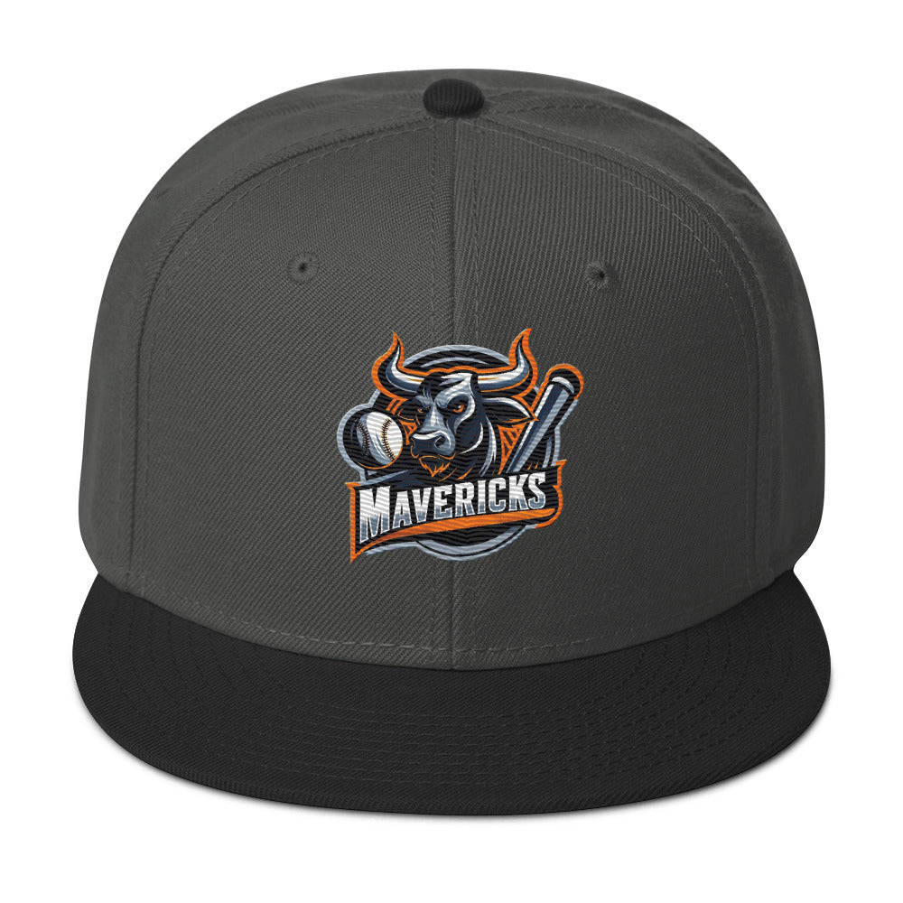 Maverick Baseball Logo Flat Brim Snapback Hat