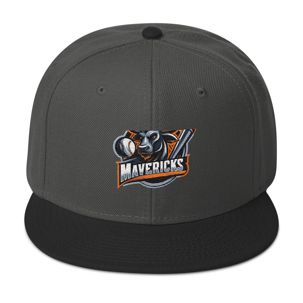 Maverick Baseball Logo Flat Brim Snapback Hat