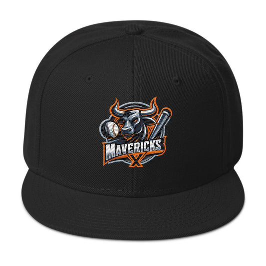 Maverick Baseball Logo Flat Brim Snapback Hat