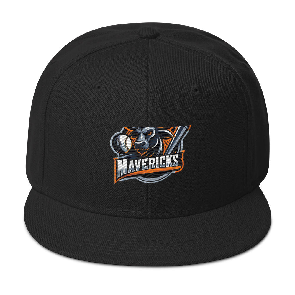 Maverick Baseball Logo Flat Brim Snapback Hat