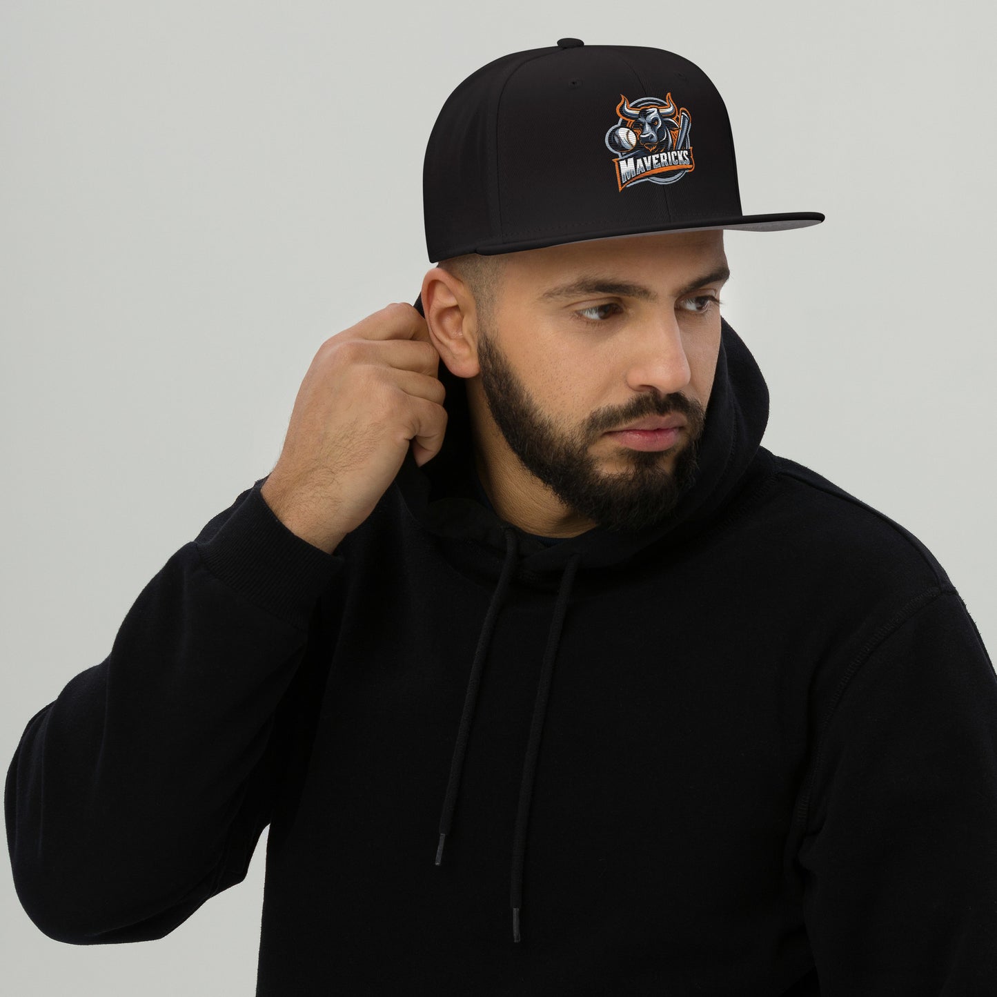 Maverick Baseball Logo Flat Brim Snapback Hat