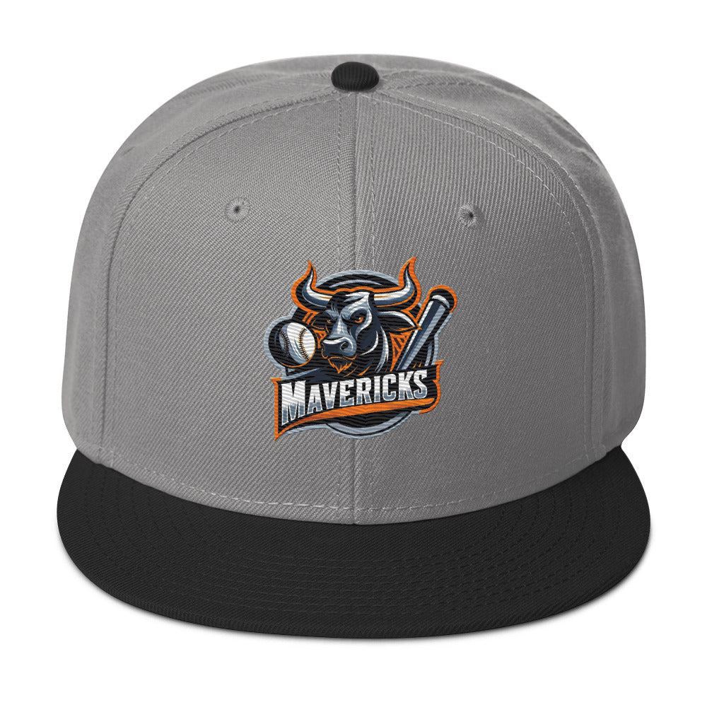 Maverick Baseball Logo Flat Brim Snapback Hat