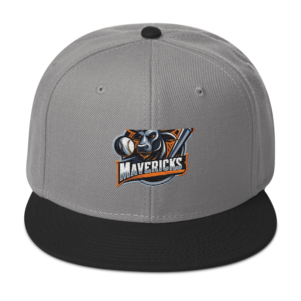 Maverick Baseball Logo Flat Brim Snapback Hat