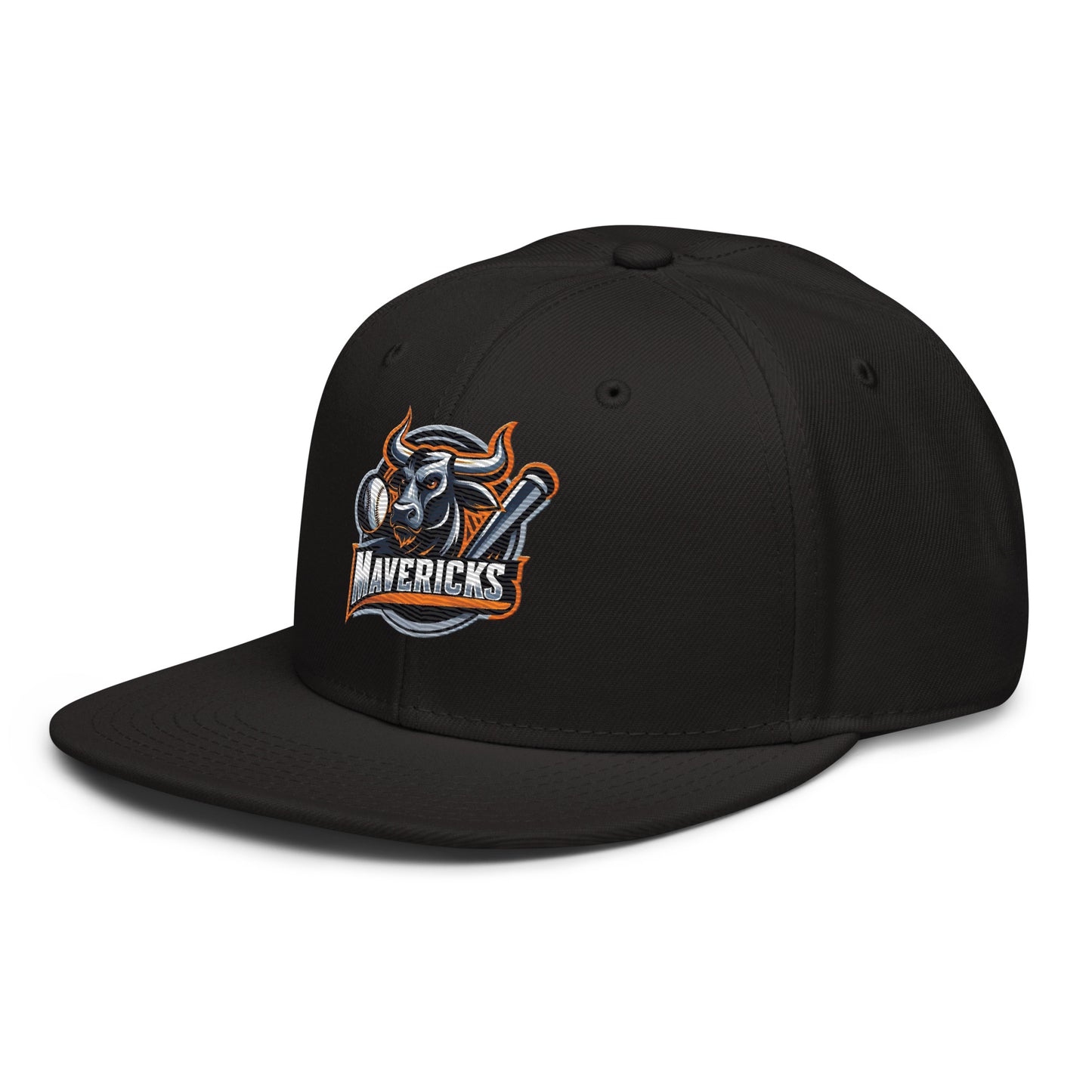 Maverick Baseball Logo Flat Brim Snapback Hat