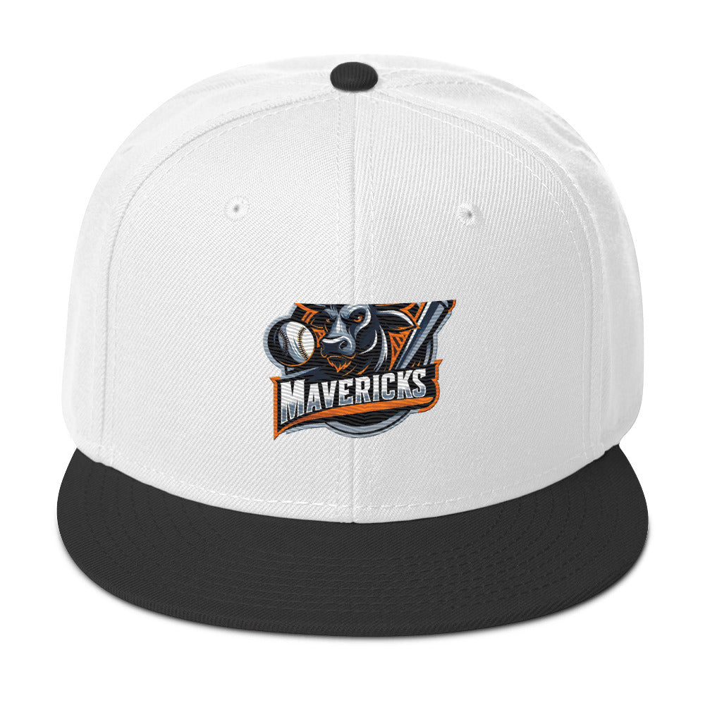 Maverick Baseball Logo Flat Brim Snapback Hat