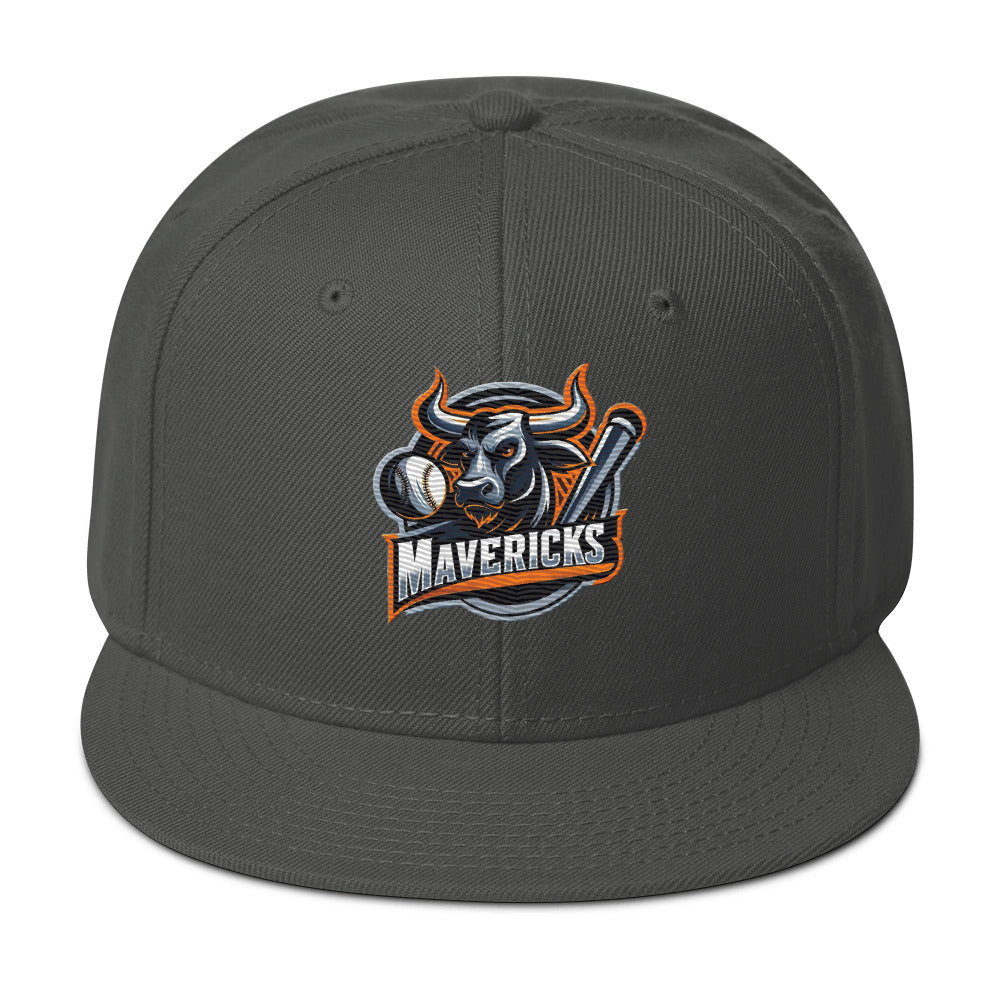 Maverick Baseball Logo Flat Brim Snapback Hat