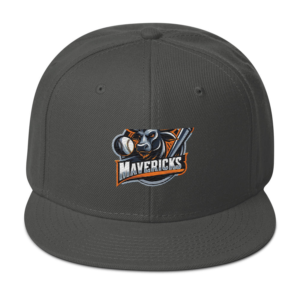 Maverick Baseball Logo Flat Brim Snapback Hat