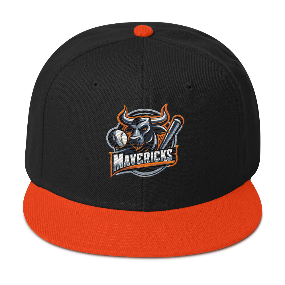 Maverick Baseball Logo Flat Brim Snapback Hat