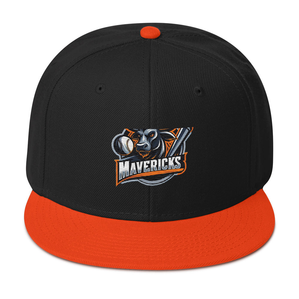 Maverick Baseball Logo Flat Brim Snapback Hat