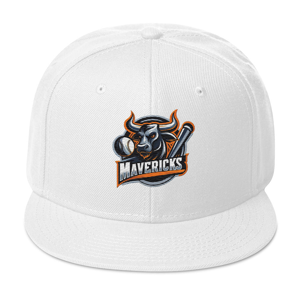 Maverick Baseball Logo Flat Brim Snapback Hat