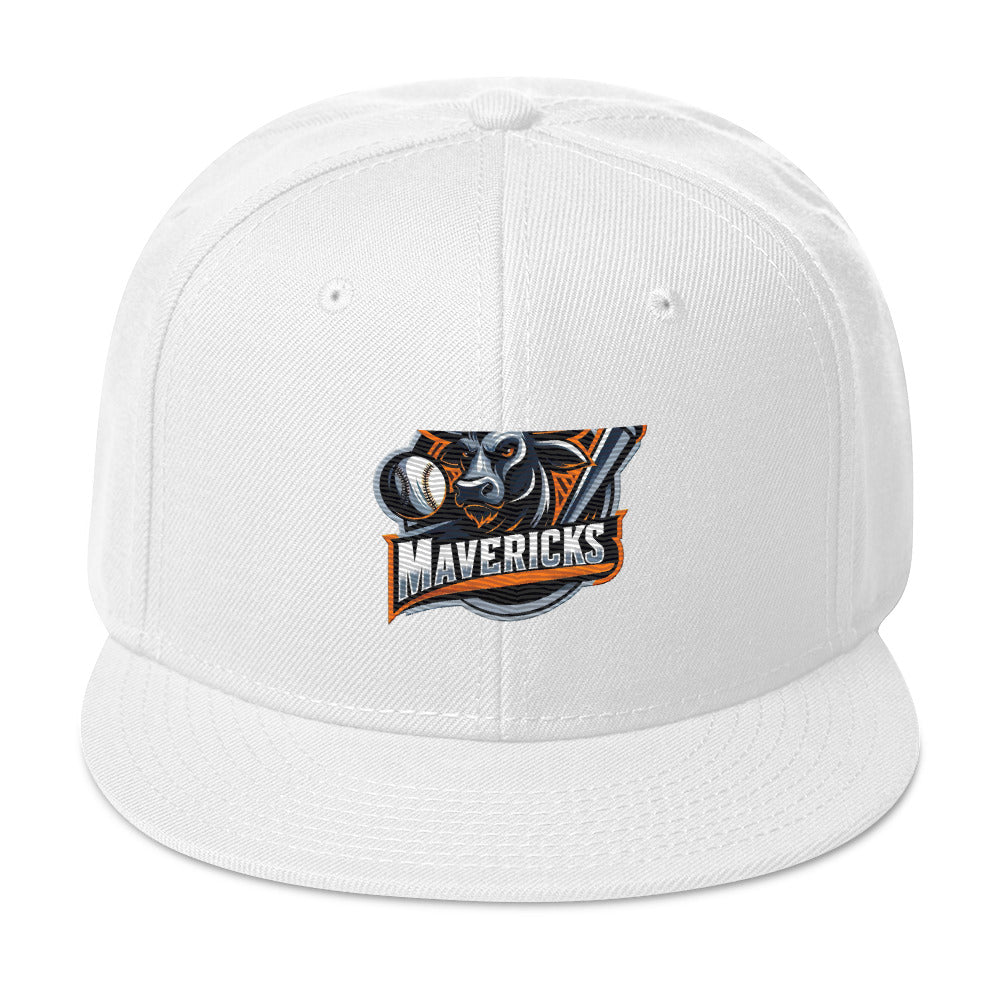 Maverick Baseball Logo Flat Brim Snapback Hat